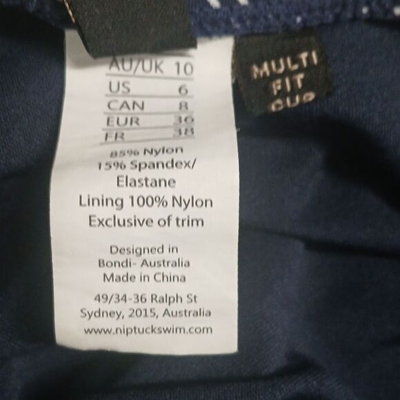 NIPTUCK Swim  Multi Fit Cup One Piece Swimsuit Sz 6 Navy blue white - Picture 6 of 7